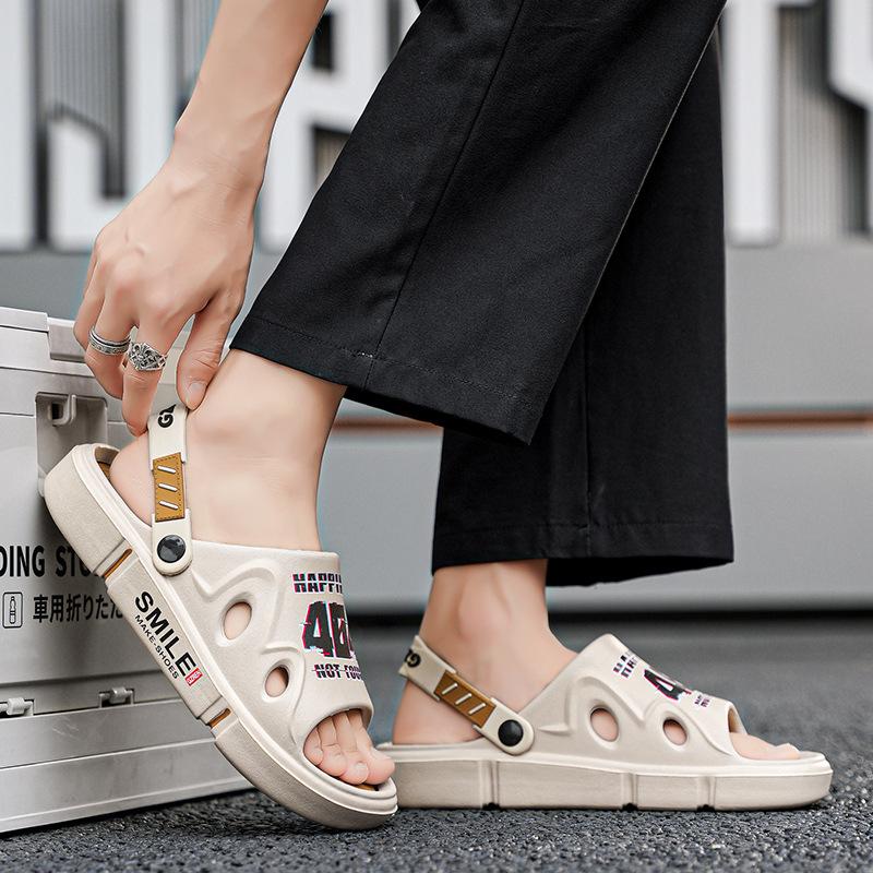 Slippers men's 2025 summer new teenagers daily indoor non-slip elastic thick bottom outdoor one word cool slippers tide