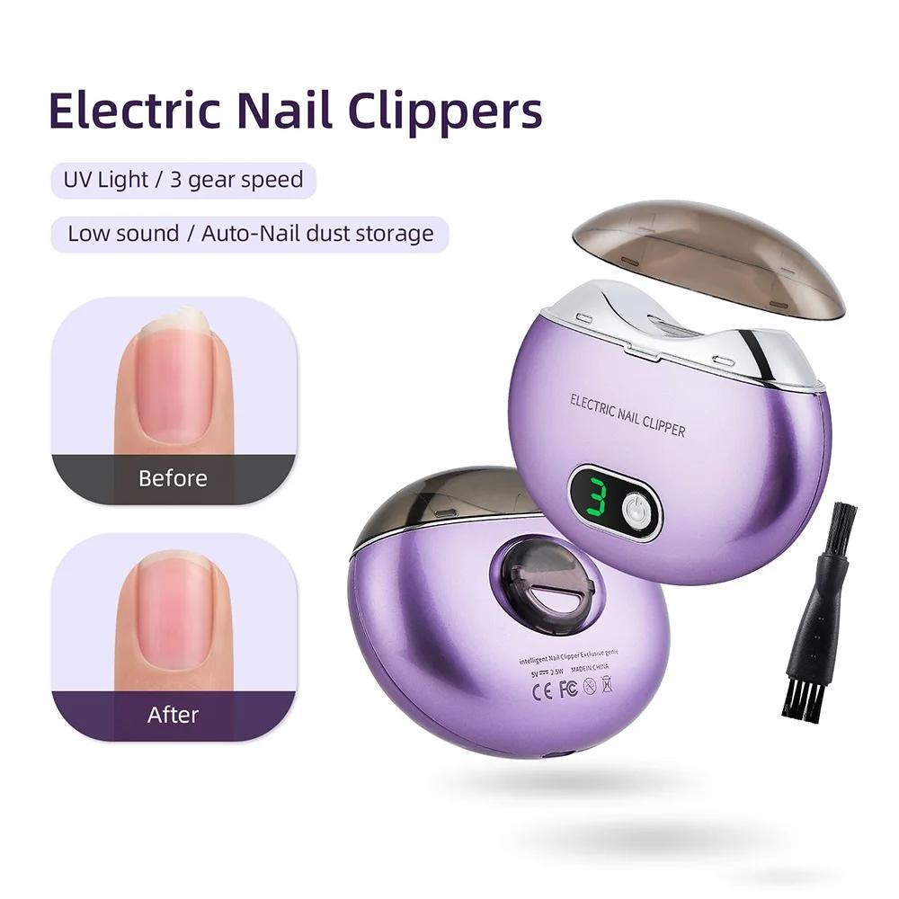 2026 New Electric Nail Clipper with UV Light Manicure Grinder Low Noise Safe for Adult Child Finger Toe Nursing Home Care