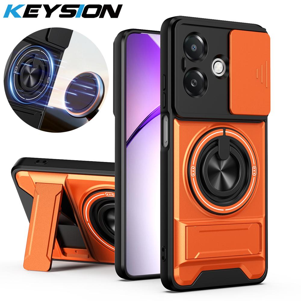 KEYSION Magnetic Phone Case for OPPO A3 A3X 5G A5i Slide Camera Protection Upright Kickstand 360 Ring Shockproof Back Cover