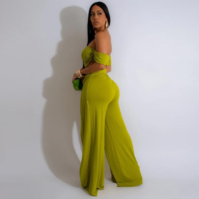 Women's New Fashion Casual Suit Bust Open Wide Leg Trousers