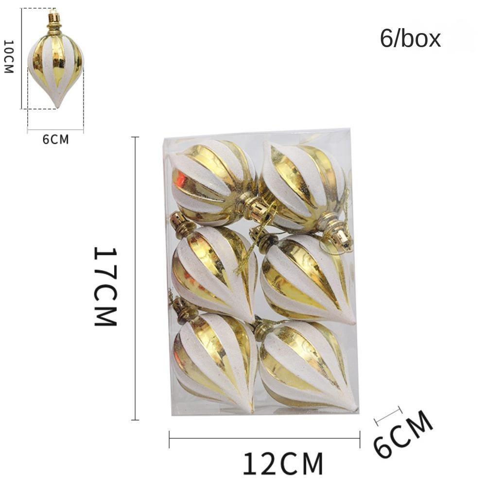 6pcs/Box Painted Gourd Christmas Tree Ornament DIY Crafts Painted Plastic Christmas Gifts Boxes Pendant Pendant Hanging Ornament