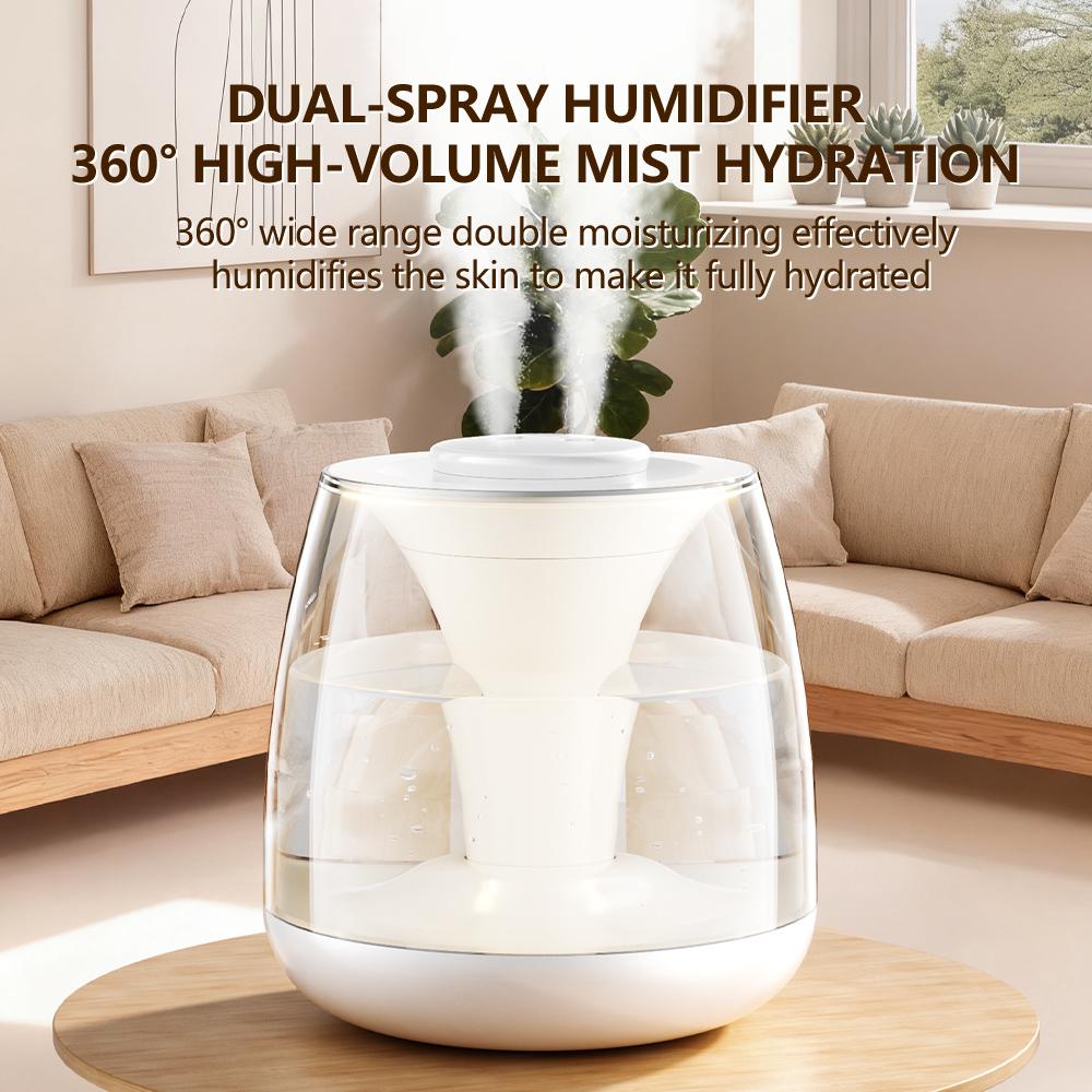 3-liter Dual Spray Humidifier with Silent Digital Display Humidity, Home Bedroom Colorful Atmosphere Light Aromatherapy Machine