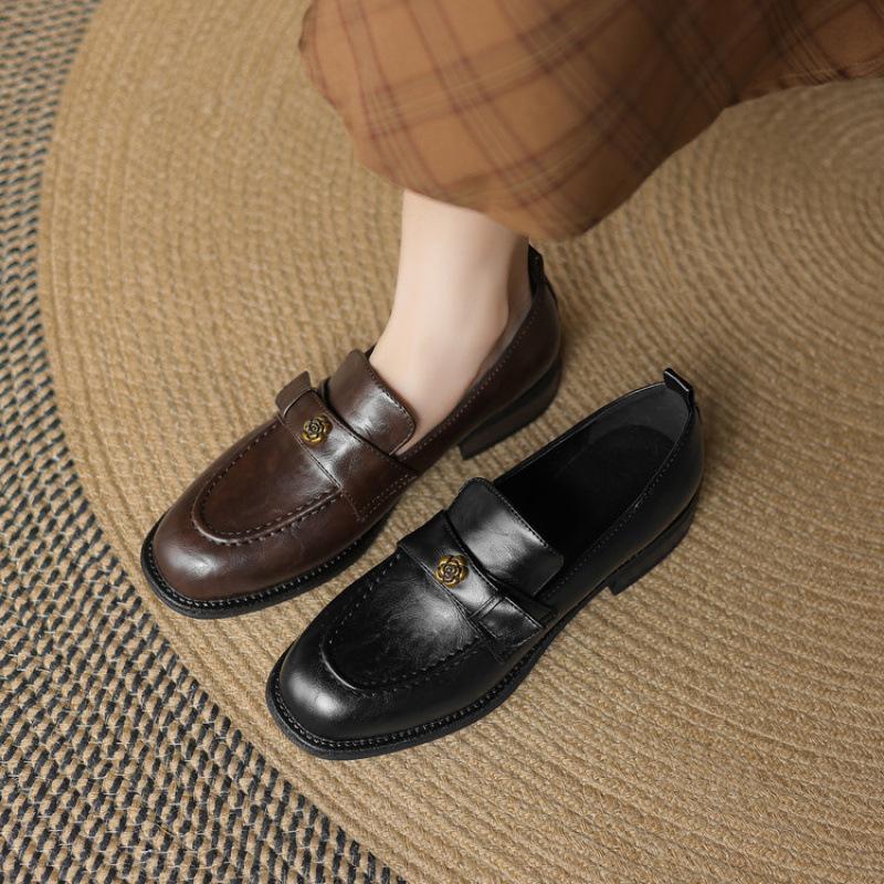 Four Seasons Wear Round Head Casual Single Shoes Shallow Mouth Foot Cover Women's Lazy Shoes One Pedal Large Size Shoes New Rubber Soft Sole