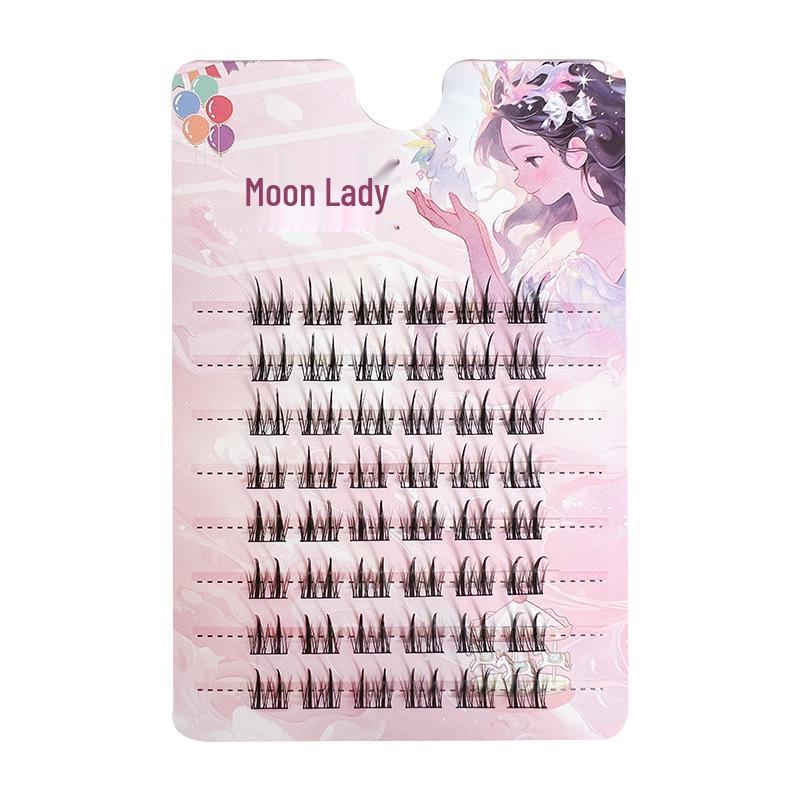 

Yue Jiao Niang Double-Pointed Wheat Ear Cat Elf Faux Lashes - Natural, Thick, Single Cluster, Lazy Little Devil