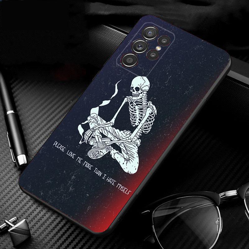 Phone Case For Samsung Galaxy S25 S24 S23 S22 S21 Ultra S24 S23 S22 S21 S25 Plus S24 S25 FE Skeleton Art