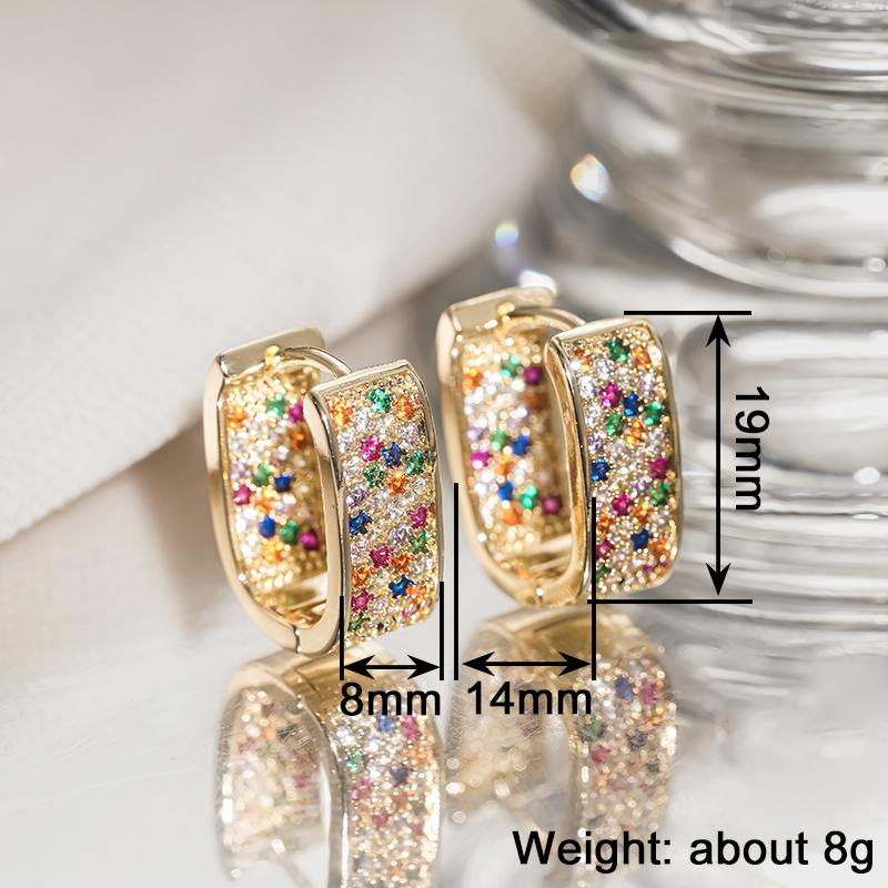 CAOSHI Colorful Cubic Zirconia U Shape Hoop Earrings for Women Brilliant Party Jewelry Elegant Daily Wearable Female Accessories