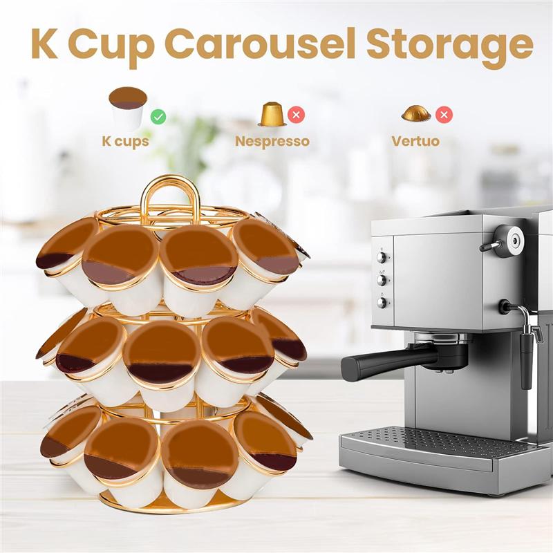 AD23-Coffee Pod Holder K Cup Holders Spins 360-Degrees Coffee Holder Coffee Pod Storage Compatible With K Cups (27 Pods)