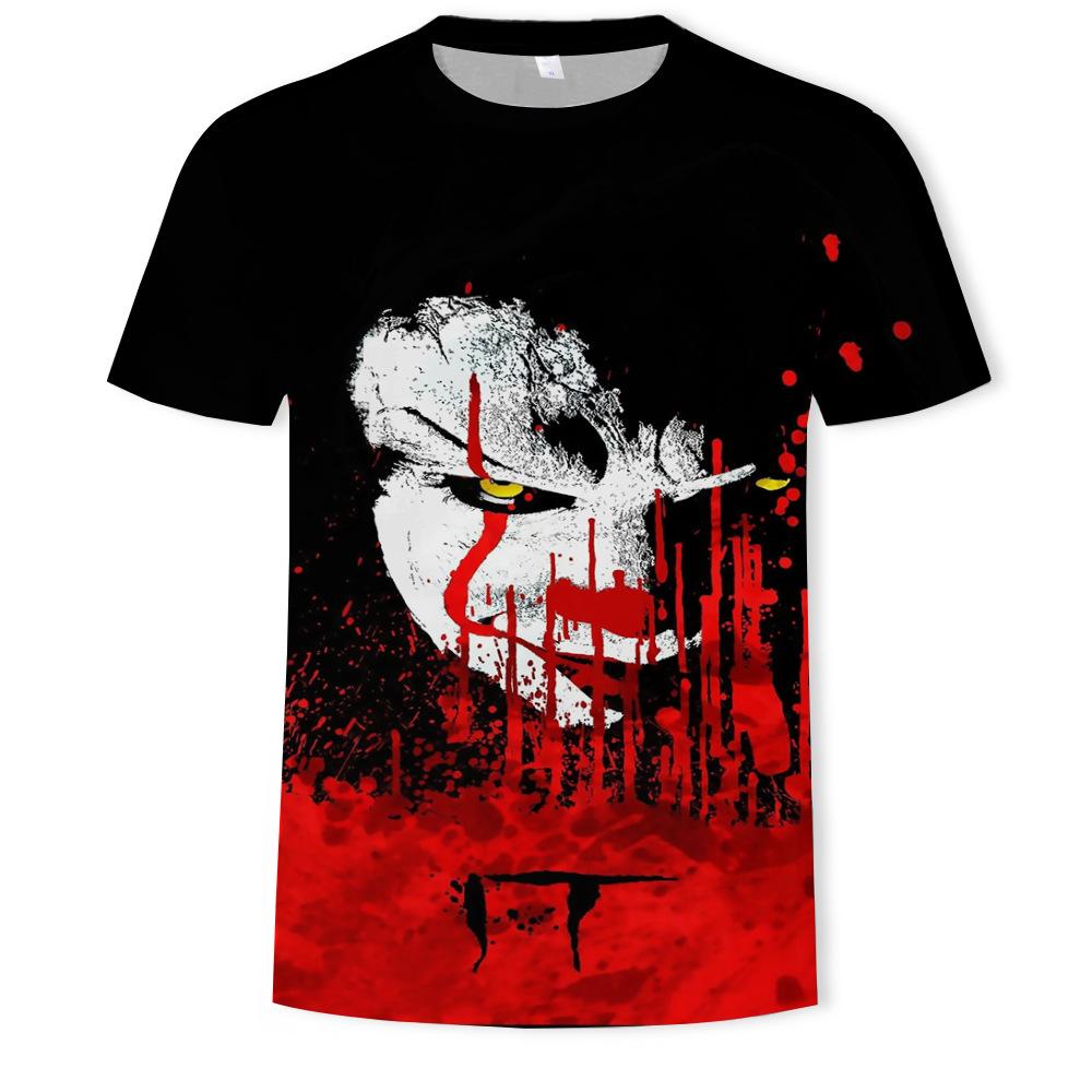 Summer Round Neck 3D Joker Resurrection Night Print Top Fashionable Casual Short Sleeved Men's T-shirts
