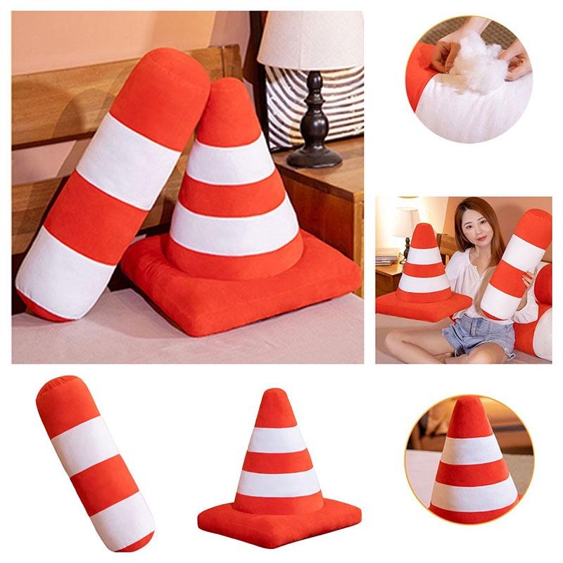 Creative Traffic Safety Cone Pillow Plush Toy For School And Kindergarten Teaching Aids