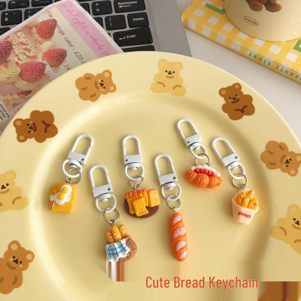 Cute French Breakfast Bread Keychain Pendant - Perfect for Bags, Friend and Couple Gifts