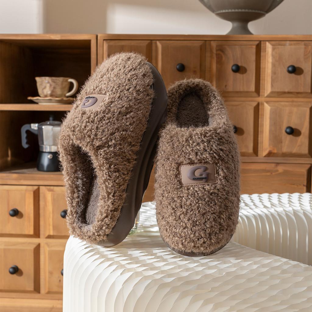 Thick-bottomed cotton slippers women's new winter warm indoor home home home non-slip couple fluffy slippers men