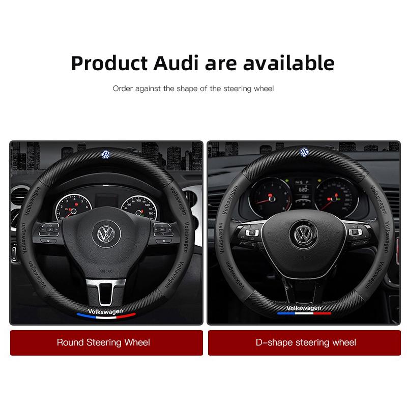 For VOLKSWAGEN Car Carbon Fibre Steering Wheel Cover Anti Slip Steer Handle Caps For VW GTI Scirocco Polo Passat Golf Tiguan Jet