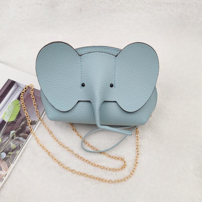 

New pu messenger women s bag creative and fashionable shoulder elephant bag versatile cute baby elephant change bag mouth red envelope синій