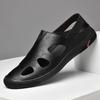 Fashion Handmade Leather Summer New Flats Business Sandals for Man Fashion Mens Hollow Out Casual Shoes Comfortable Breathable Slippers