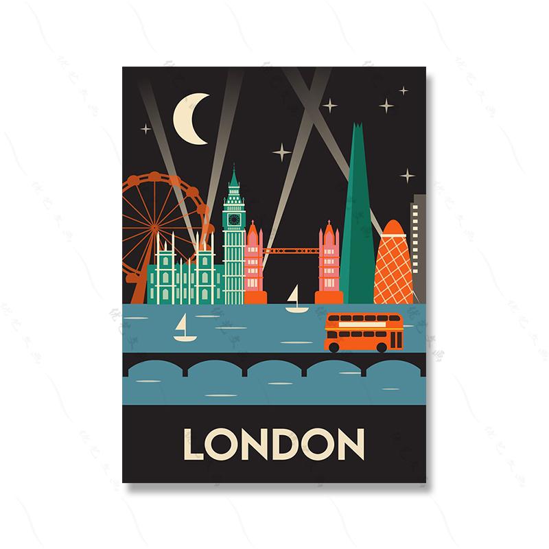 Famous City Abstract Landscape Wall Art Poster Print London Sydney Tokyo Atlanta Canvas Picture Living Bed Room Mural Home Deocr