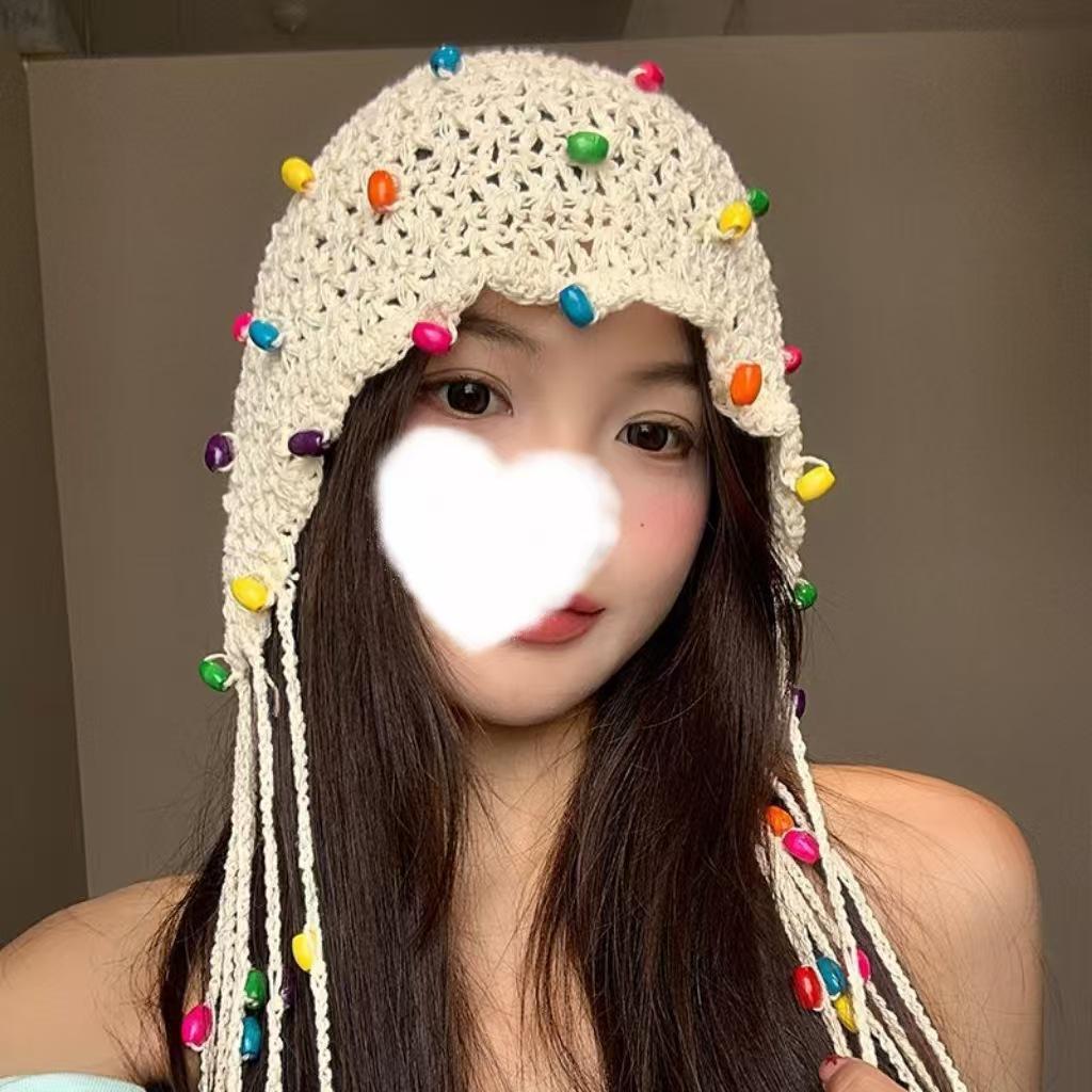 Damen Retro Handgefertigt Japanische Strick Slouchy Mütze