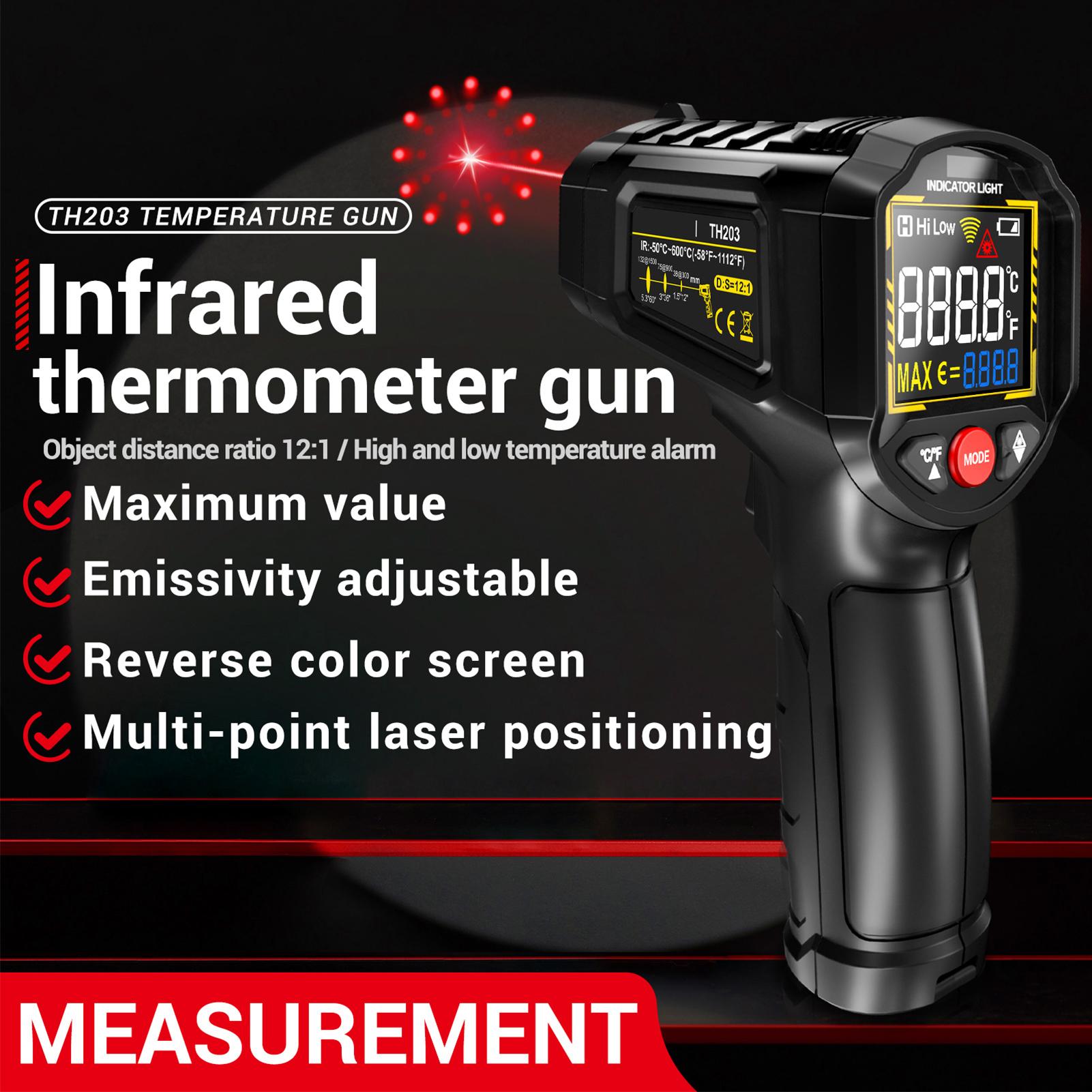 

Инфракрасный термометр, бесконтактный термодатчик, от 50 до 600 градусов по Цельсию (58 градусов по Фаренгейту ~ 1112 градусов по Фаренгейту) с
