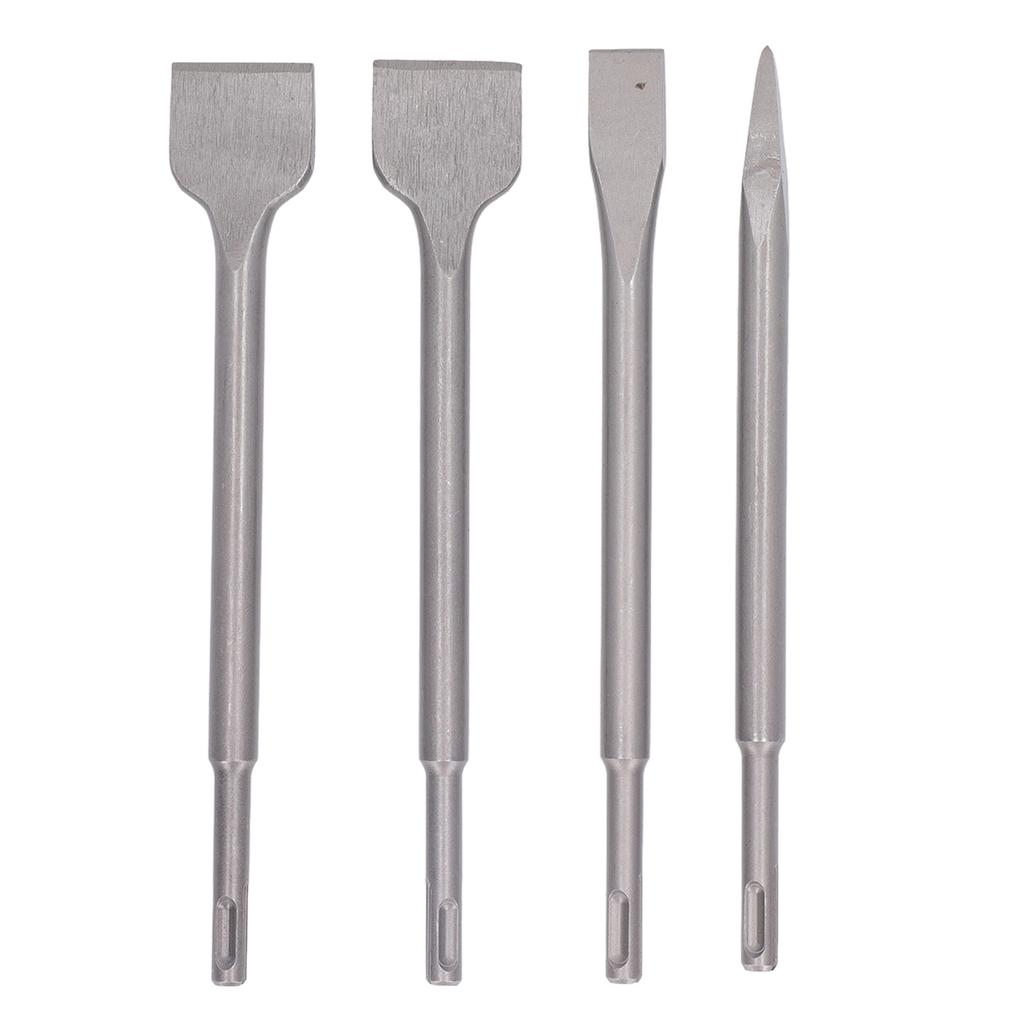 4PCS Electric Hammer Chisels Round Shank Point and Flat Chisel Set for Stone Concrete Brick Wall