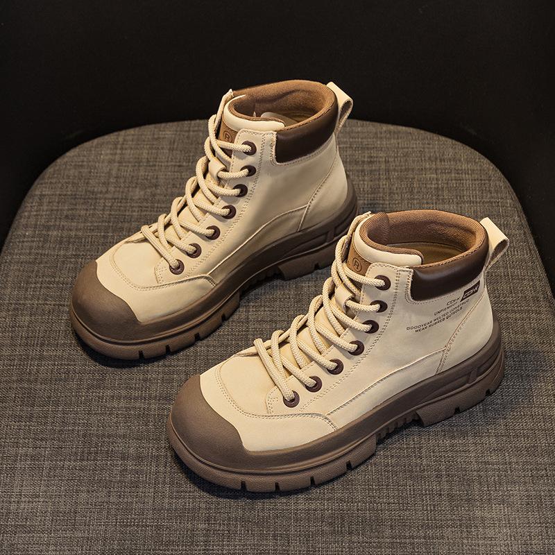 Martin Boots Platform Internet Celebrity Retro Contrasting Color 2025 New Spring and Autumn Fried Street Fashion Short Boots American Tooling Boots