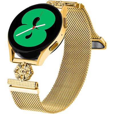 For Huawei Watch GT 2 42mm Milanese Band Flower Stainless Steel Magnetic Mesh Watch Strap