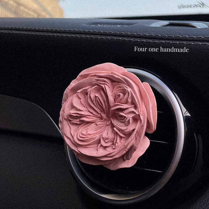 Car Air Freshener Rose Eternal Flower Bouquet Air Vent Decoration Aroma Diffuser Stone Car Fragrance Ornament High-End Gift Pink Austin