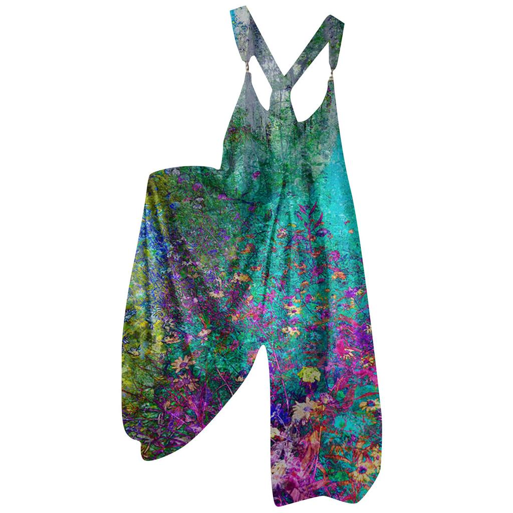 Damenmode Sommer süßer lockerer lässiger Druck Retro-Trägeroverall