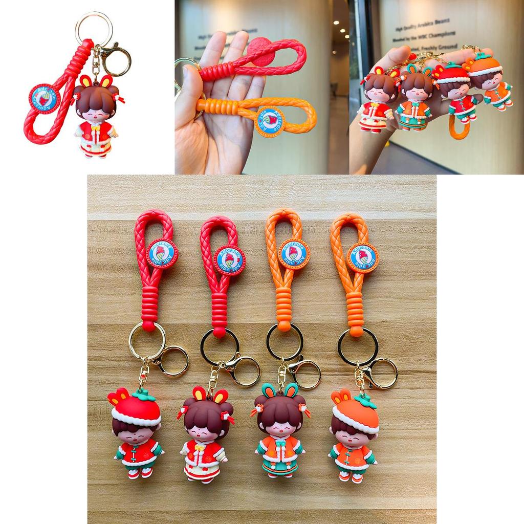 Adorable Cartoon Good Luck Rabbit Keychain Cute Silicone Key Ring New Year Gift