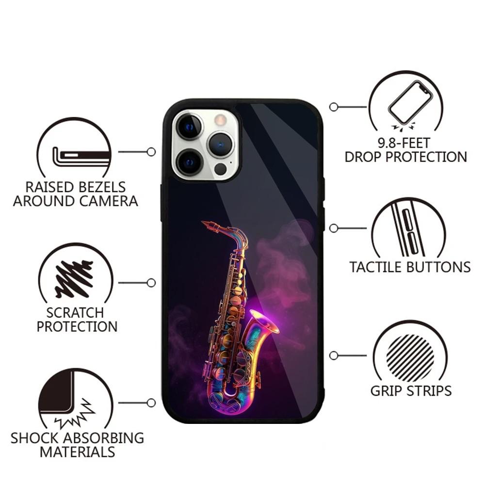 Saxophone Music Phone Case For iPhone 15,14,13,12,11,Plus,Pro,Max Mini Magsafe Magnetic Wireless Charging
