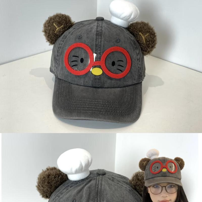 Korean Version of the New Parent-child Cartoon Bear Letter Soft Brim Cap Spring and Autumn Shopping Travel New Baseball Cap