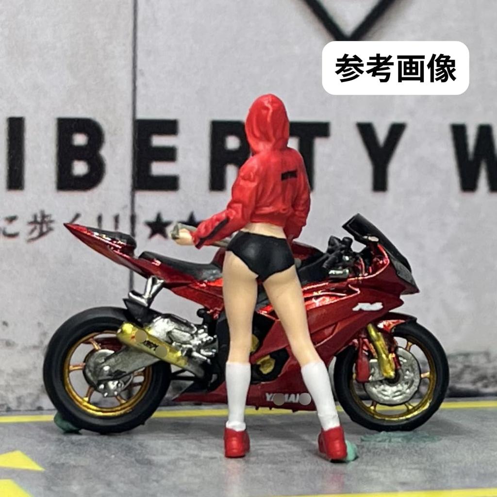 Moreart 164 Miniature Figure & Bike Set, Street Girl Female Model, for Dioramas and Miniature Cars, MO222169 [Used]