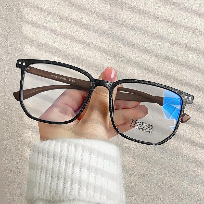New Trend Wood Grain Frame Myopia Glasses Men Women Square Anti-Blue Light Eyeglasses Unisex Retro Vintage Diopter Eyewear