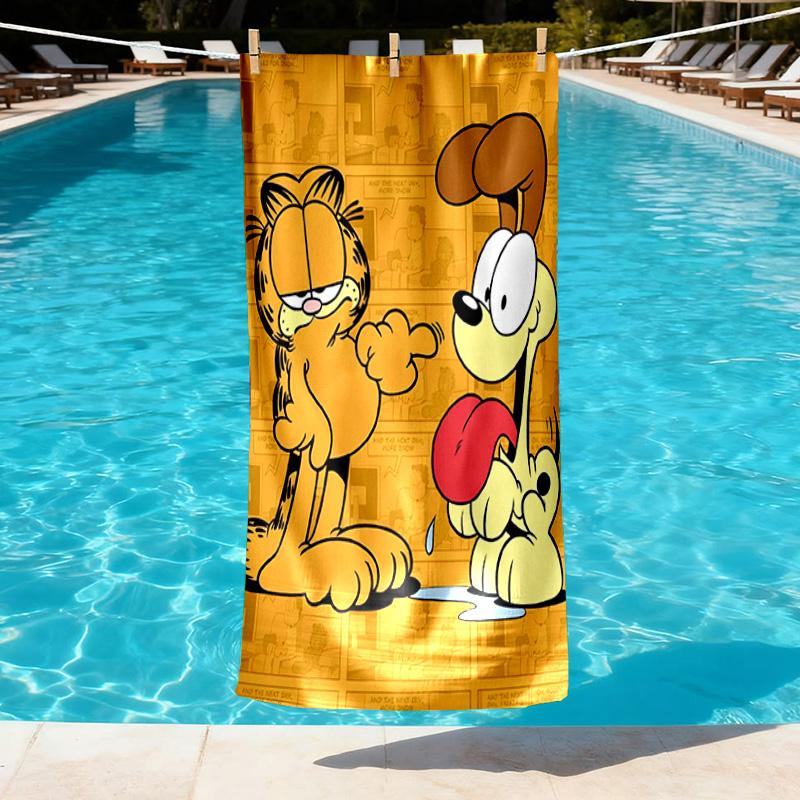 Garfield Print Beach Towel Design, Soft, Lightweight. for Home Bathroom, Spa, Pool, Yoga, Surfing, Camping, Gift for Family, Friend
