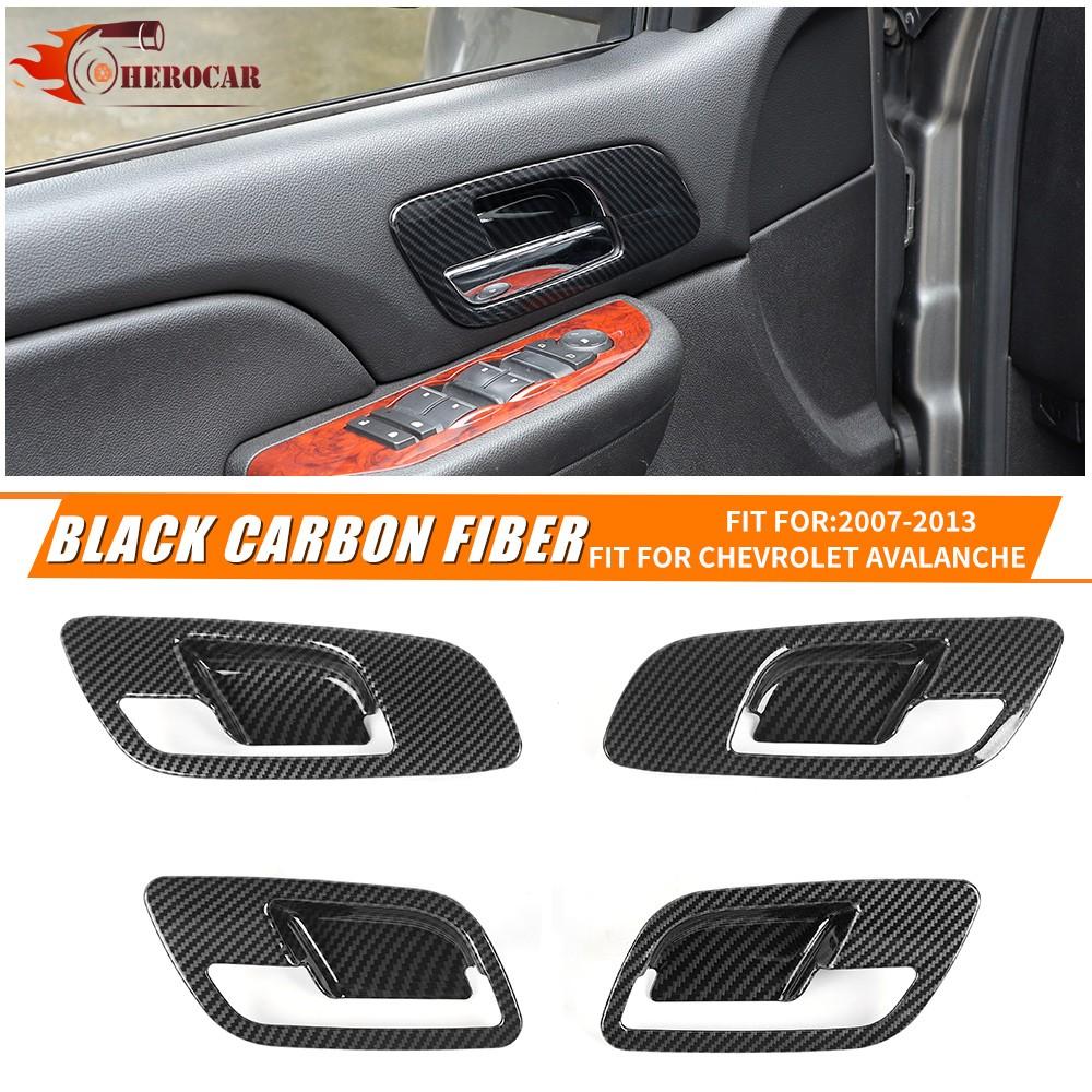 4PCS Carbon Fiber Door Latch Handle Bowl Covers For Suburban Tahoe 2007-2013