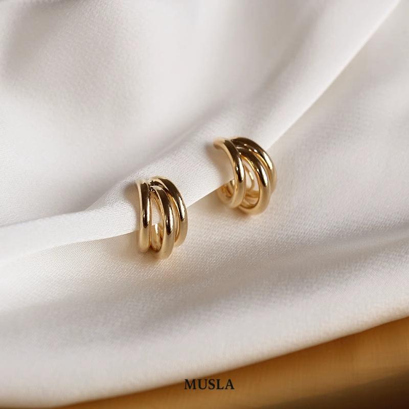 

Musla Design Ювелирные клипсы для женщин Модные простые серьги-пусеты Clip Earrings золотистый