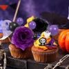 Halloween 44 peças Suprimentos para Decoração de Bolo e Biscoito com Bola Roxa Fantasma Rosa Bruxa, Decoração de Festa de Aniversário Toppers de Cupcake