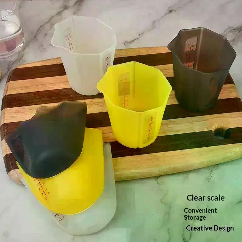 250ml Silicone Measuring Cup With Scale Transparent Measuring Cup Heat Resistant Soft Measuring Cup Baking Tool