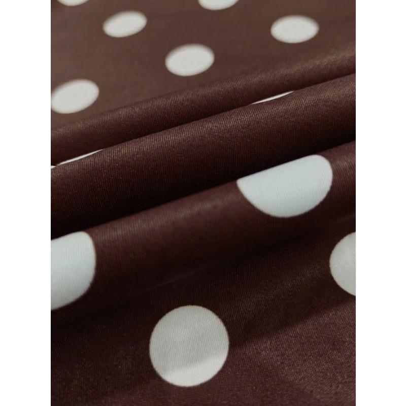 Women Brown Polka Dot Backless Spaghetti Strap A Line Maxi Vacation Dress