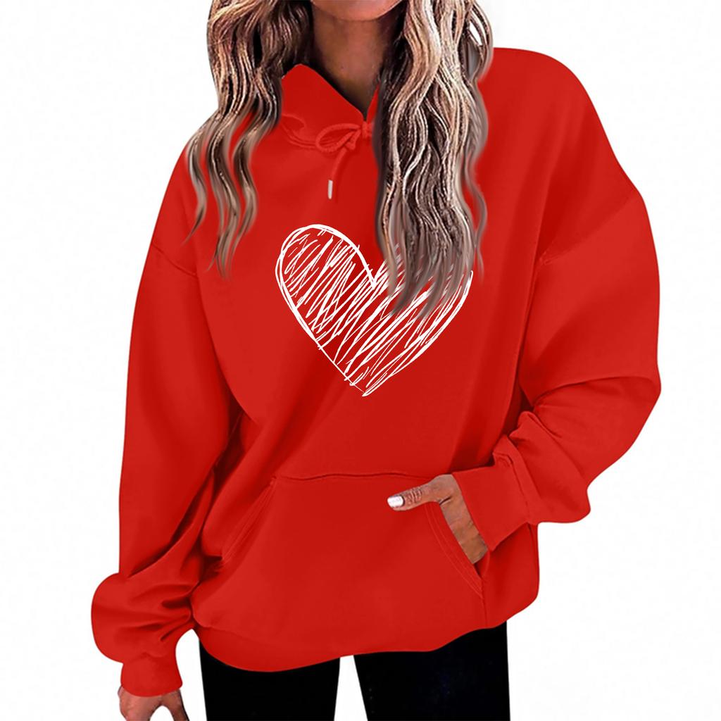 Damen Locker Bequem Lässig Mode Charakterdruck Kapuzenpullover Langarm