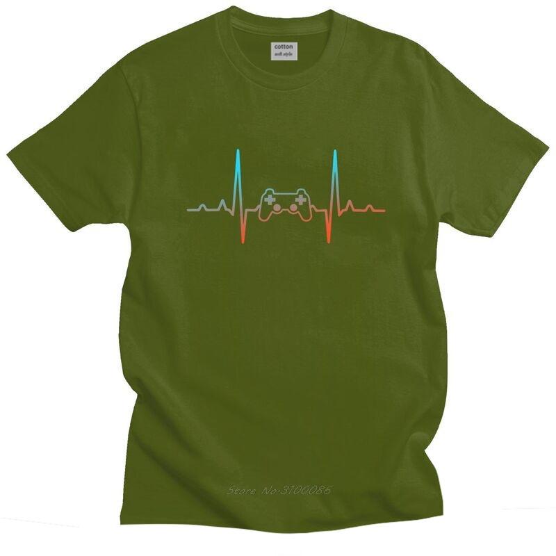 Electronic Games Heartbeat T Shirt Unisex Cotton Tshirt Graphic Tees Short Sleeves Game Controller Tshirts Fitted Clothing Merch