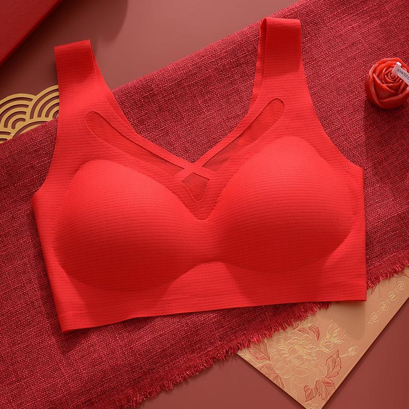Summer Seamless Underwear Women Gather Anti-sagging Upper Support Collection Secondary Breasts Breathable Thin Steel Rimless Sports Vest Bra