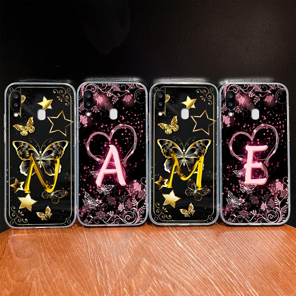 Für Samsung Galaxy A20 A20S A21 A30 A30S Handyhülle Schmetterling Buchstaben Weiches TPU Klare Silikonhülle Für Galaxy A 20 A 30 Gehäuse