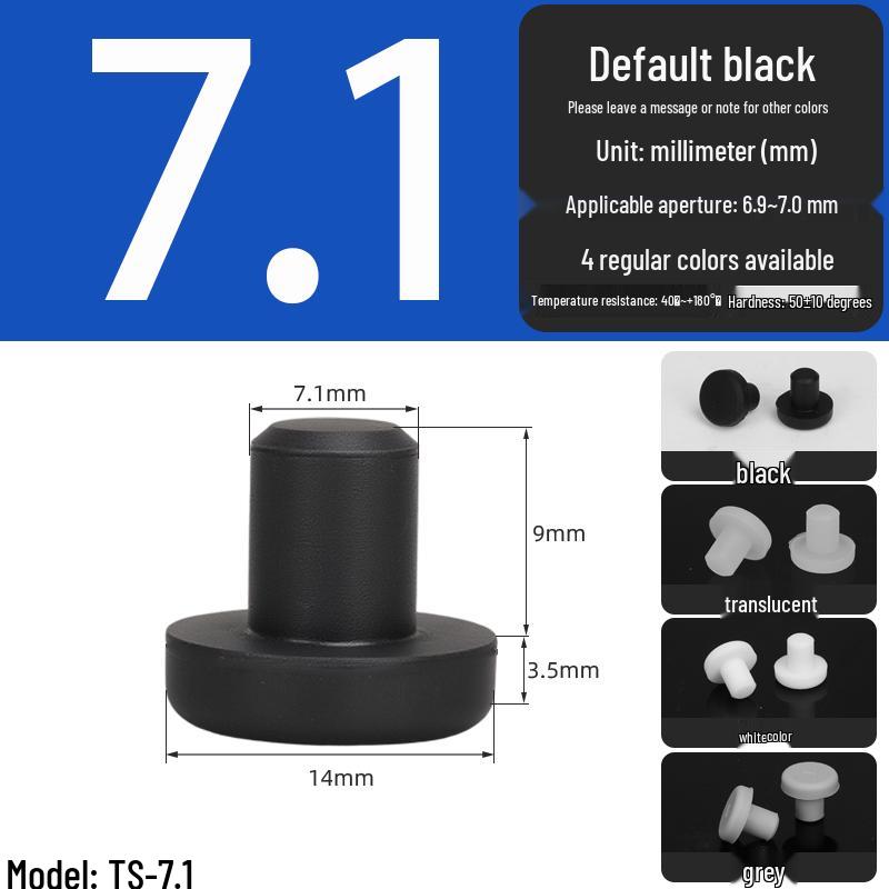 Black High-Temperature Resistant T-Shaped Silicone Stopper - Round Hole Rubber Gasket & Shock-Absorbing Blind Plug