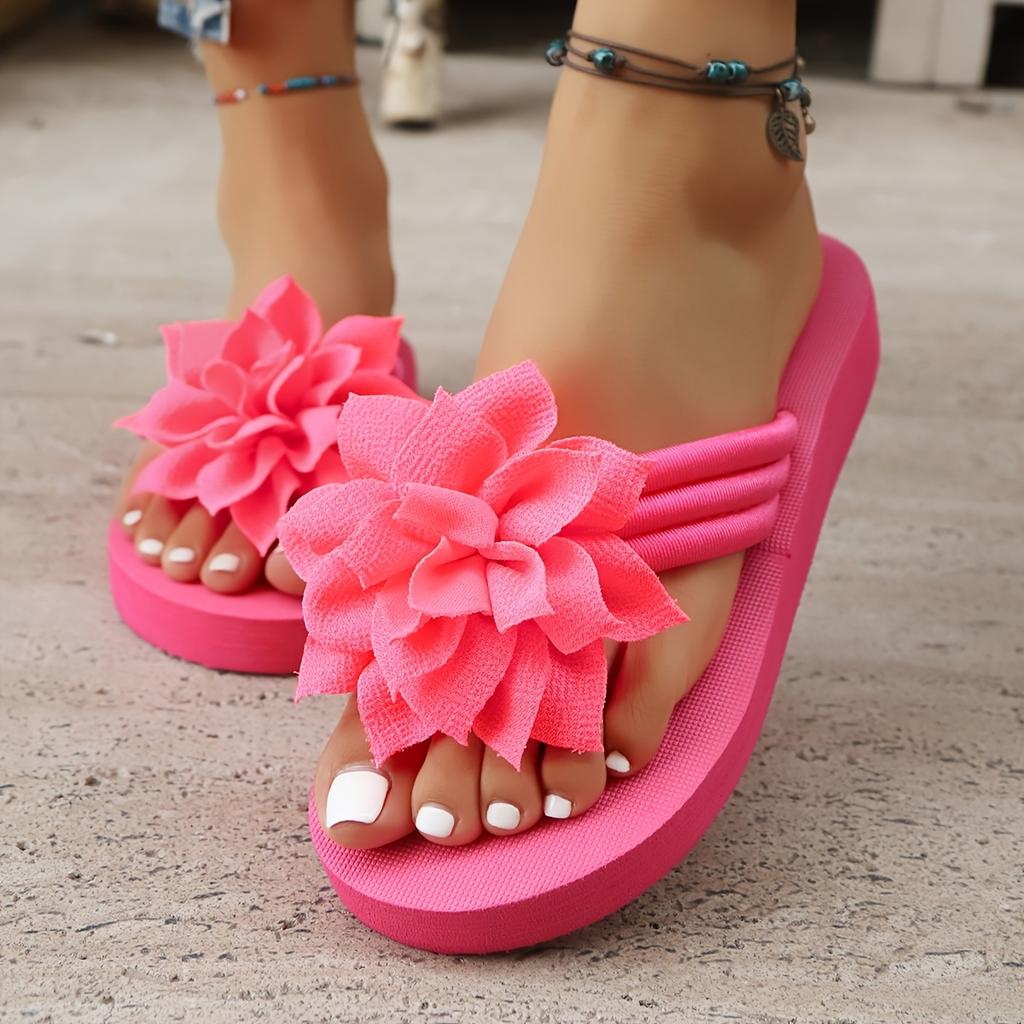 Chinelos de Praia de Verão Femininos com Decoração Floral, Calçado de Verão Confortável para Mulheres. Perfeito para Férias na Praia e Festas.
