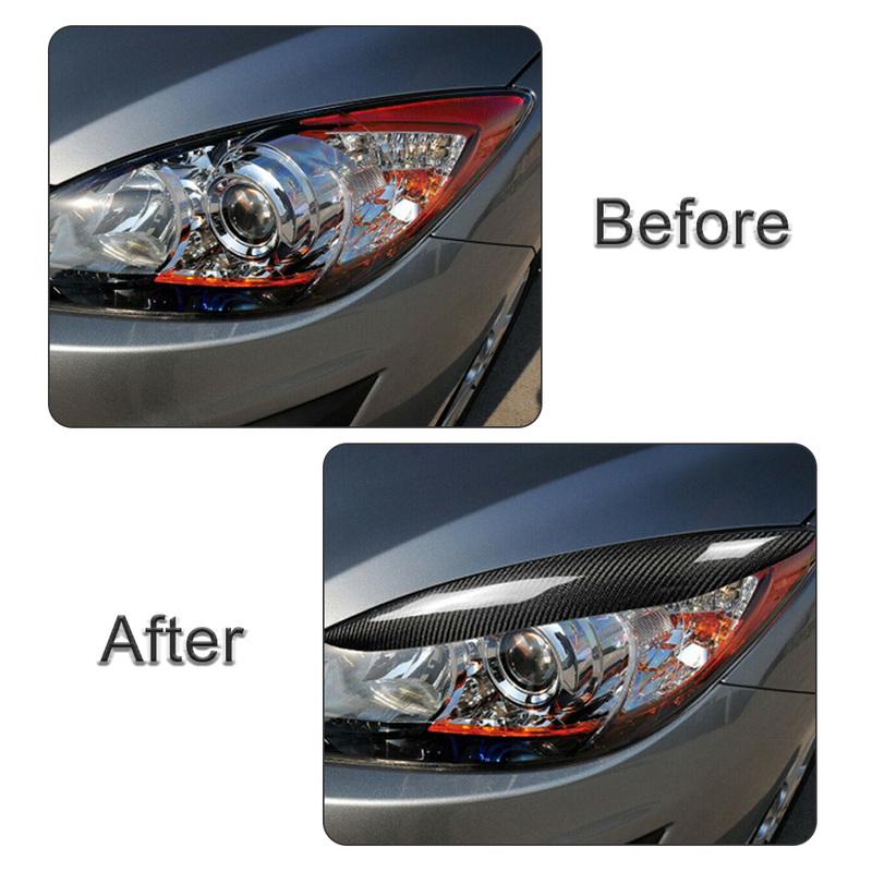 Carbon Fiber Car Headlight Eyelid Eyebrow Cover Trim For Mazda 3 Mazda3 JDM 2010 2011 2012 2013