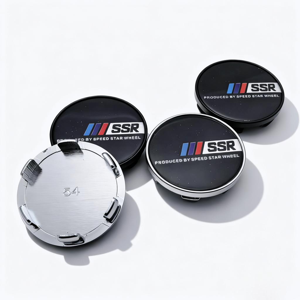 DBS3 4pcs JDM SSR Logo Emblem Car Wheel Center Caps O.D 54MM Clips 49MM Wheels Hub Cap Rim Hubcaps Dust Cover Replace Car Accessories