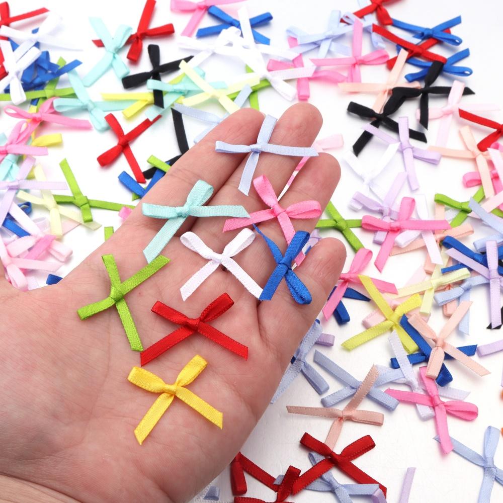 50pcs/lot 2.5x3cm Ribbon Bows Colorful Mini Satin Ribbon Bow Flower For DIY Handmade Home Party Headwear Decoration Accessories