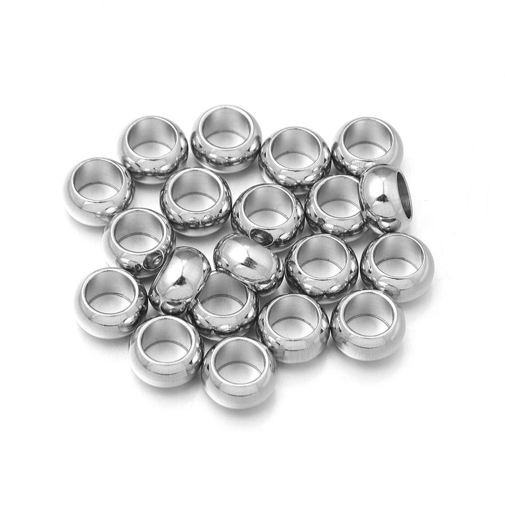 20pcs Stainless Steel Spacer Beads High Quality Big Hole Loose Beads For DIY Bracelet Necklace Jewelry Accessory 6/7/8/9/10/12mm