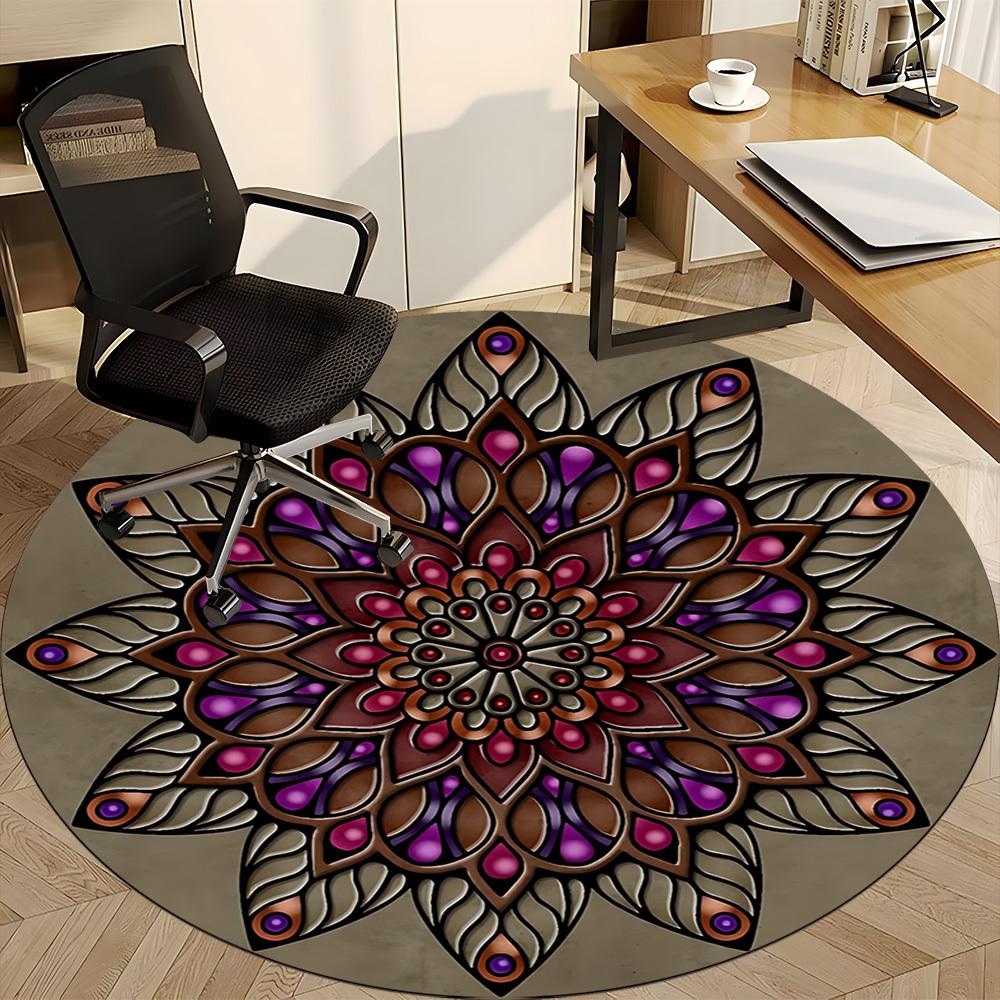 1PC Mandala Pattern Chair Carpet for Office Non-Slip, Lightweight, Machine Washable Rug for Office, Sleeping, Room - Holiday Decoryy251009099