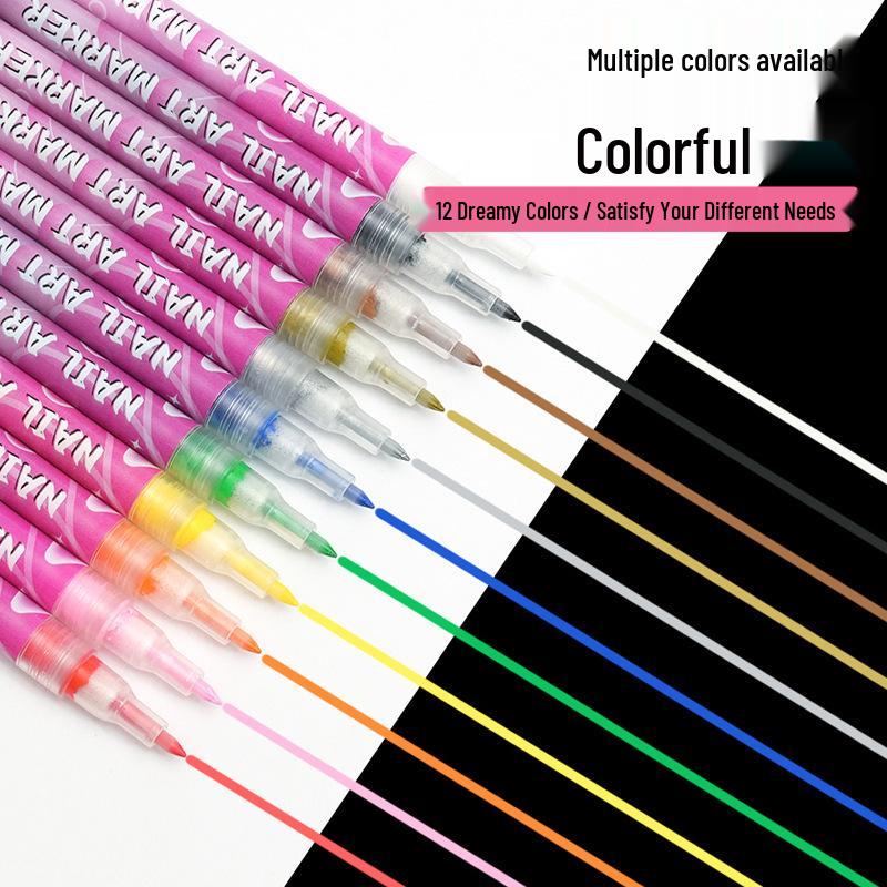 Nagelkunst Sneldrogende Waterdichte Acryl Stift Pen Set - 12 Kleuren