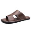 Fashion Solid Color Fashion Casual Leather Slippers for Men Summer New Designer Shoes Male Big Size Driving Roman Slippers Man